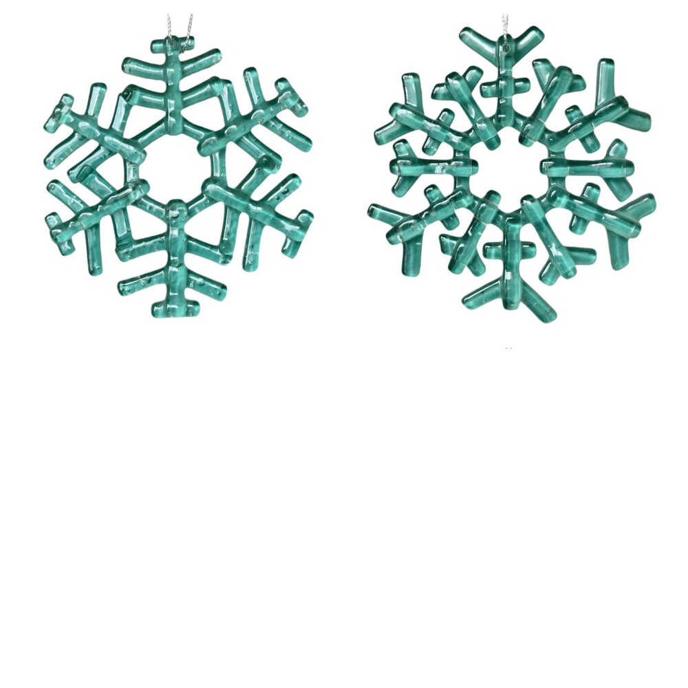 ❄ Restoration Hardware Glass Snowflake Christmas Ornaments - Set of 2